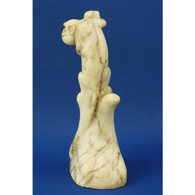 Stone Qing Dynasty Qianlong Marble Monkey Sculpture with Jasper Eyes, China, Late 1800s For Sale - Image 7 of 18