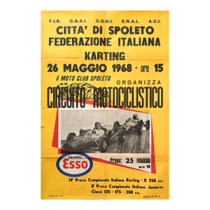1968 Italian Car Poster, Circus Motociclistico Karting (Citta' Di Spoleto) - Augustea Sud