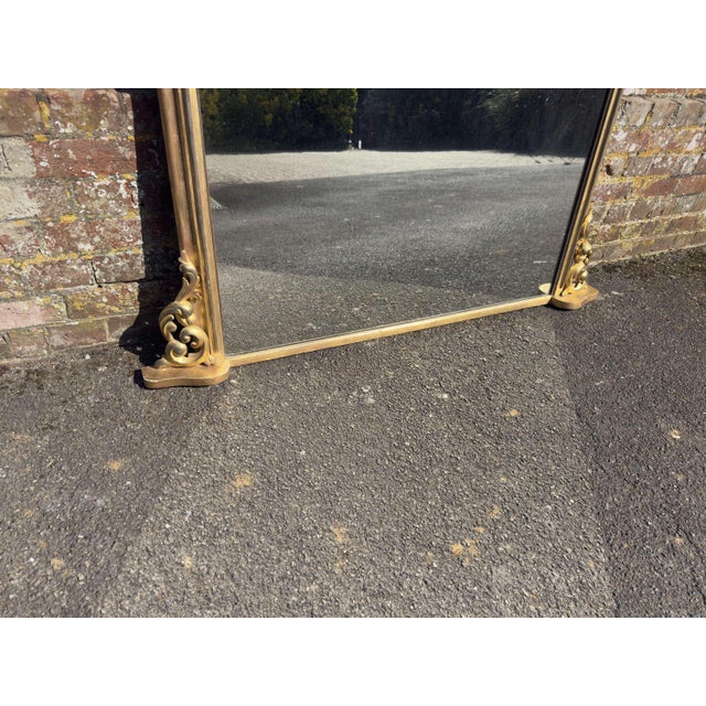 Large Antique English Arched Top Gilt Overmantel Mirror, 1800s For Sale - Image 3 of 7