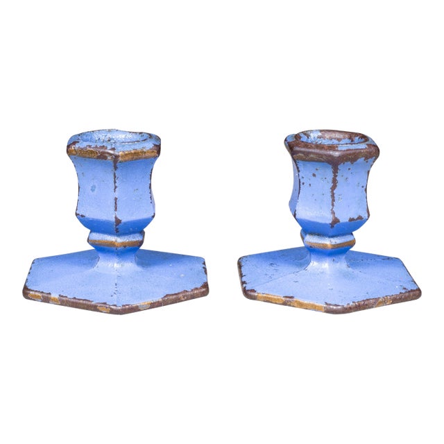 Vintage Solid Steel Candlestick Holders c.1940 For Sale