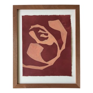 2026 "Piegare" Abstract Botanical Painting on Cotton Paper by Artist r.k. Red For Sale