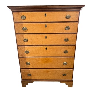 19th Century American Antique Tiger Maple Chest of Drawers For Sale