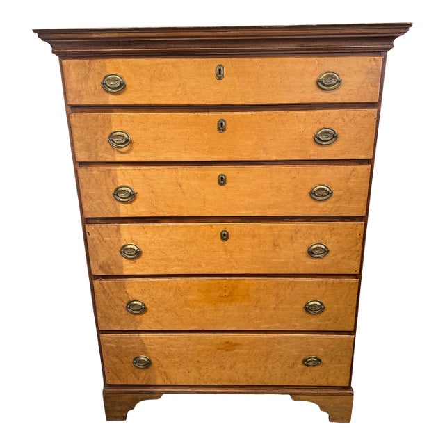 19th Century American Antique Tiger Maple Chest of Drawers For Sale