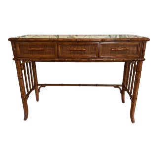 Vintage American of Martinsville Faux Bamboo Desk or Console Table For Sale