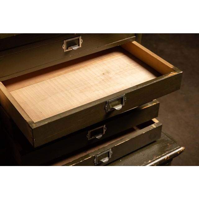 Olive Antique Wooden Document Cabinet in Green For Sale - Image 8 of 8