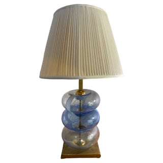 Lamp in Murano Glass with Brass Foot For Sale