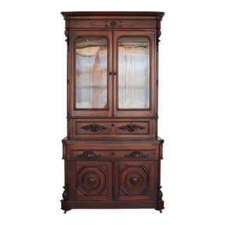 Antique Victorian Secretary Desk Bookcase For Sale