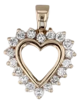 0.36ctw Diamond Open Heart Pendant 14k Yellow Gold Small Drop