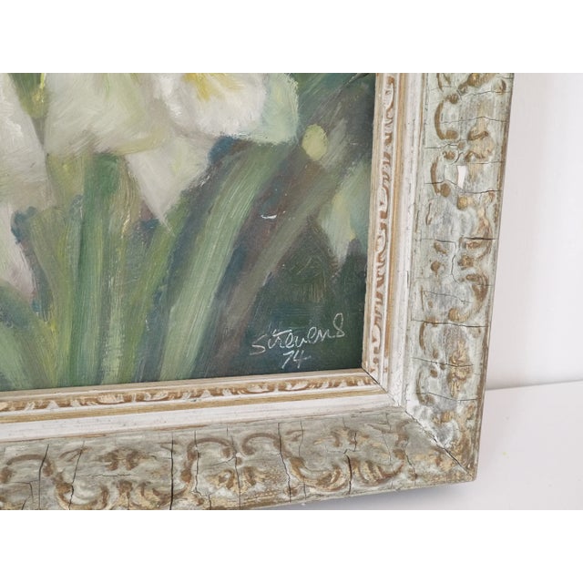 1970s French Oil Painting of Daffodils John-Strevens For Sale - Image 5 of 8