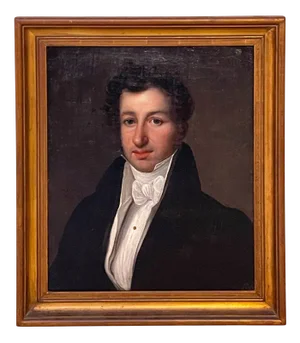 Louis Devouge, Portrait of a Man with a Jabot, 1800s, Oil Painting, Framed