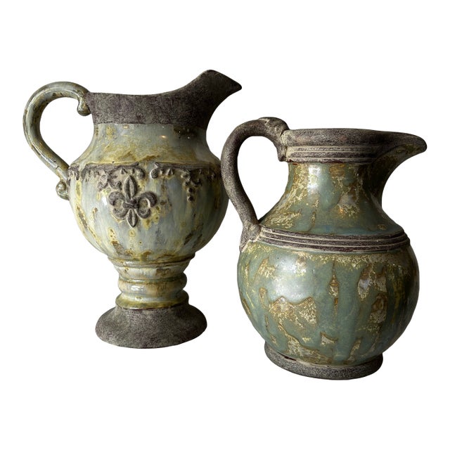 Vintage Pitchers in the Style of Roger Guerìn- A Pair For Sale