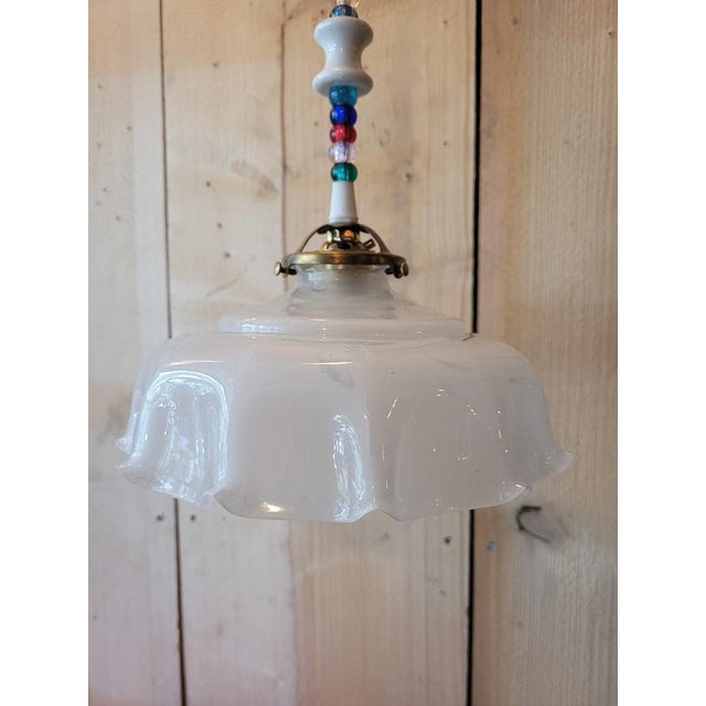 Suspension in Opaline Glass For Sale - Image 5 of 8