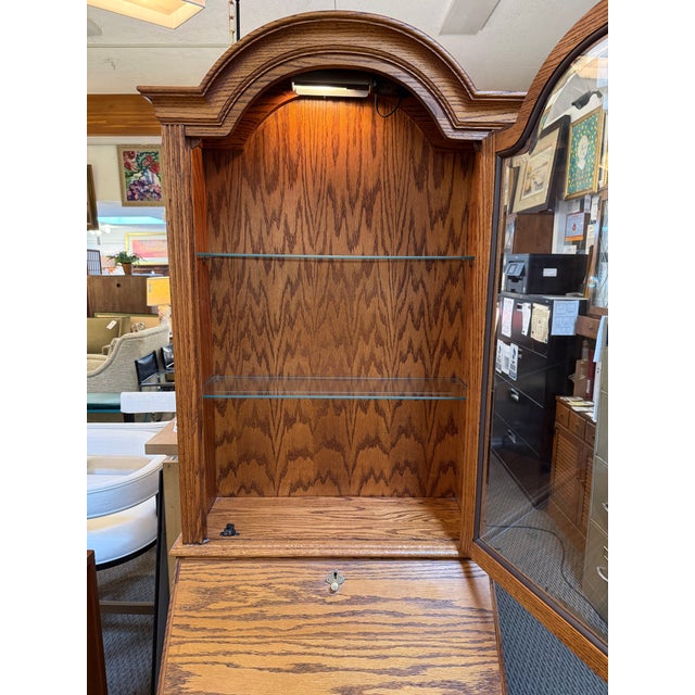 Wood Jasper Cabinet Bonnet Top Secretary For Sale - Image 7 of 12