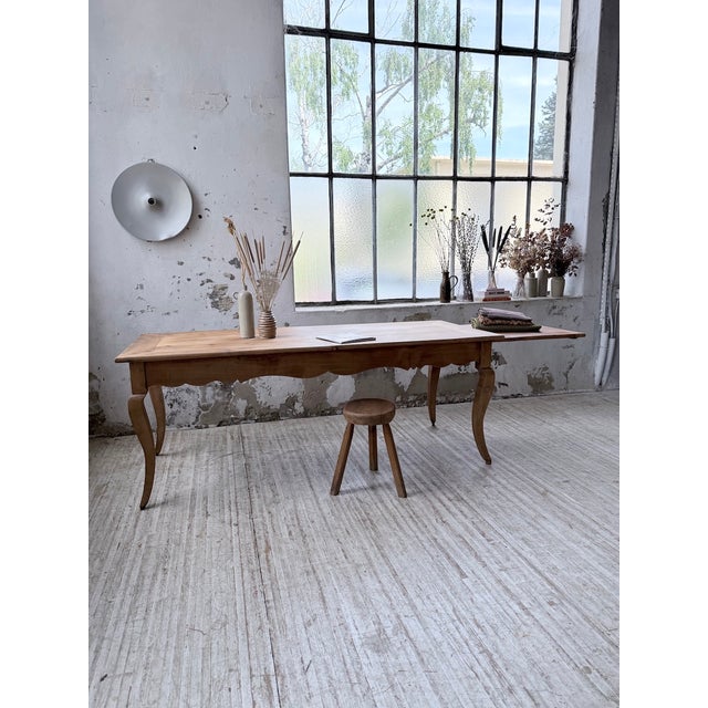 Cherrywood Farmhouse Table with Curved Legs, 19th Century For Sale - Image 9 of 18