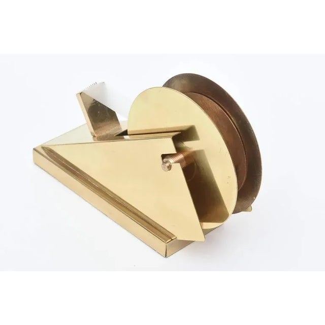 Vintage Modernist Sculptural Brass Tape Dispenser and Tape Holder For Sale - Image 4 of 9