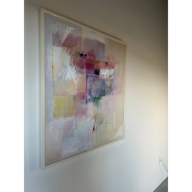 Large Vintage Abstract Expressionist Oil on Canvas Painting – Framed For Sale - Image 4 of 13