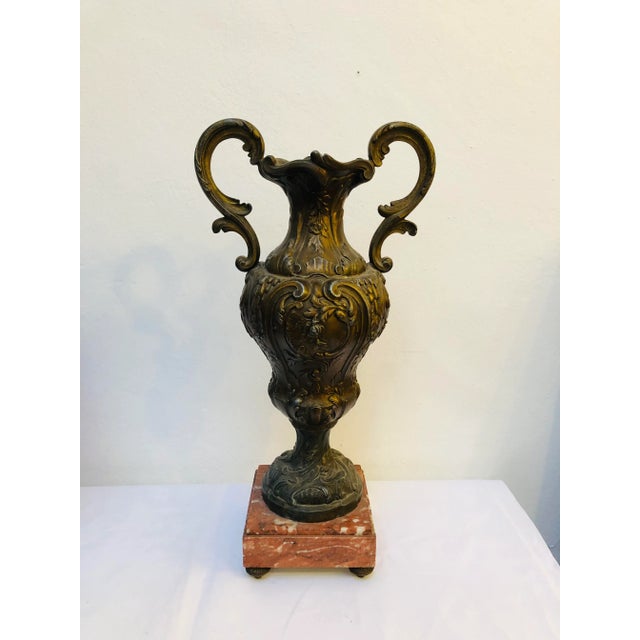 Antique French Cast Bronze and Marble Base Amphora, 1920s For Sale - Image 12 of 13