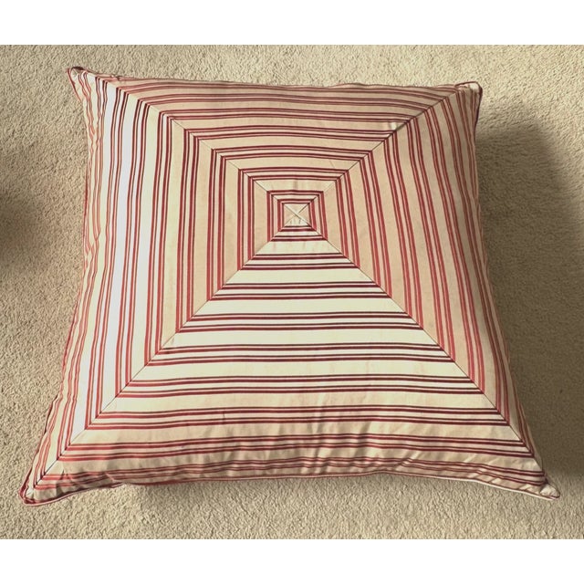 Large Vintage Taffeta Pillow Stripe and Square Pattern For Sale In Miami - Image 6 of 6
