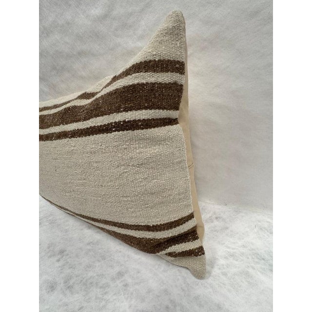 Contemporary Turkish Hemp Pillow Cushion Natural Beige Brown Pillow Cushion Cover 16" x 24" For Sale - Image 3 of 4