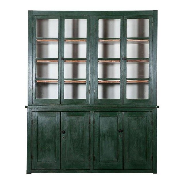 Large 19th Century English Painted Pine Glazed Bookcase For Sale - Image 16 of 16