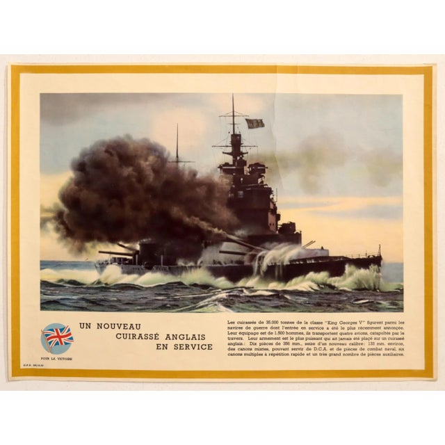 1940-1945 Original French Wwii Poster, Victoire / Un Nouveau Cuirassé (Victory!) For Sale - Image 6 of 6
