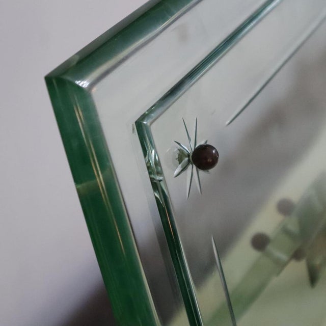 Elegant mid-century vintage glass and brass photo frame designed by Pietro Chiesa for Fontana Arte, dating back to the...