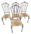 Set of Four Vintage Faux Bois Twig Iron Chairs With Woven Seats For Sale