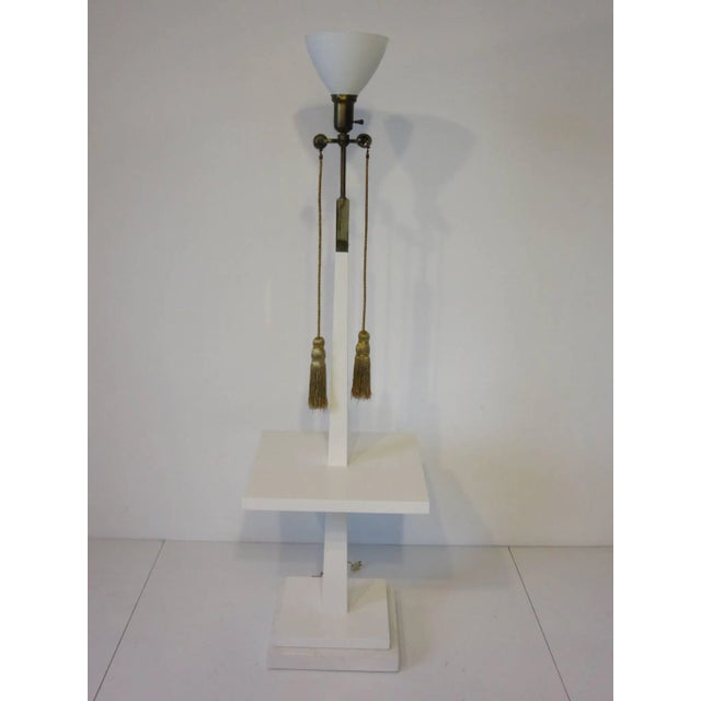 White Tommi Parzinger Marble and Painted Wood Floor Lamp For Sale - Image 8 of 11