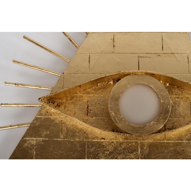 Metal 1970s All-Seeing Eye Flush Mounted Wall Sconce Masonic Symbolism For Sale - Image 7 of 11