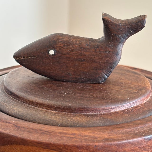 Primitive Turned Wood Trinket Box W/ Nautical Motif For Sale - Image 4 of 18