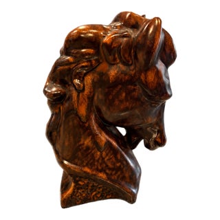Vintage Ralph Lauren Style Ceramic Horse Head Bust Sculpture For Sale