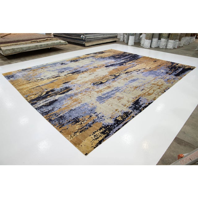 21st Century Modern Abstract Wool & Silk Rug 13 X 17 For Sale - Image 4 of 10