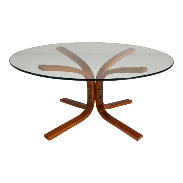 Mid-Century Scandinavian Modern "Siesta" Coffee Table W/ Glass Top Attrributed to Ingmar Relling for Westnofa, Norway, C. 1970s For Sale