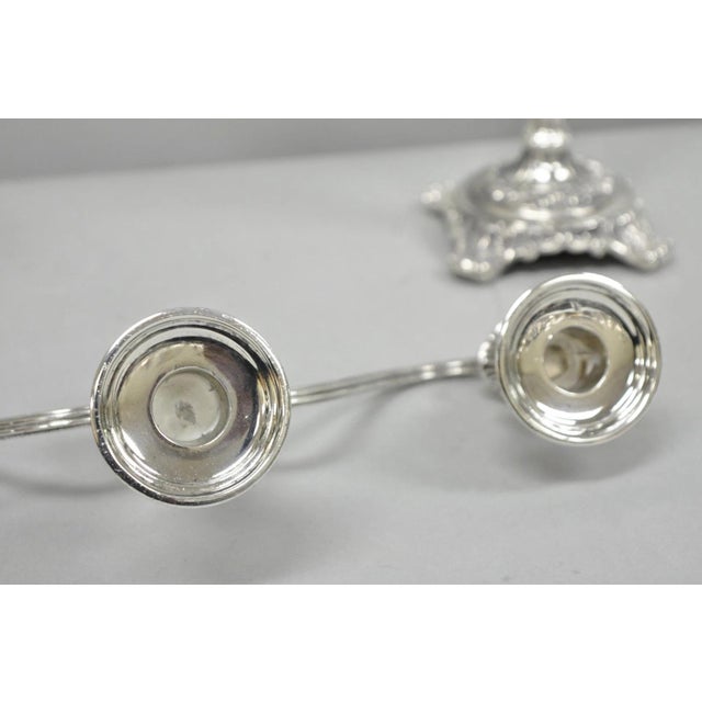Vintage Wm Rogers & Son Silver Plated 3 Arm Convertible Candelabra - A Pair For Sale - Image 11 of 15