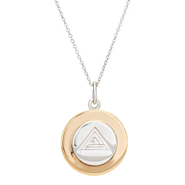 Mid 20th Century Estate Tiffany & Co Sterling Silver 18k Gold Initial Gm Chain Necklace For Sale