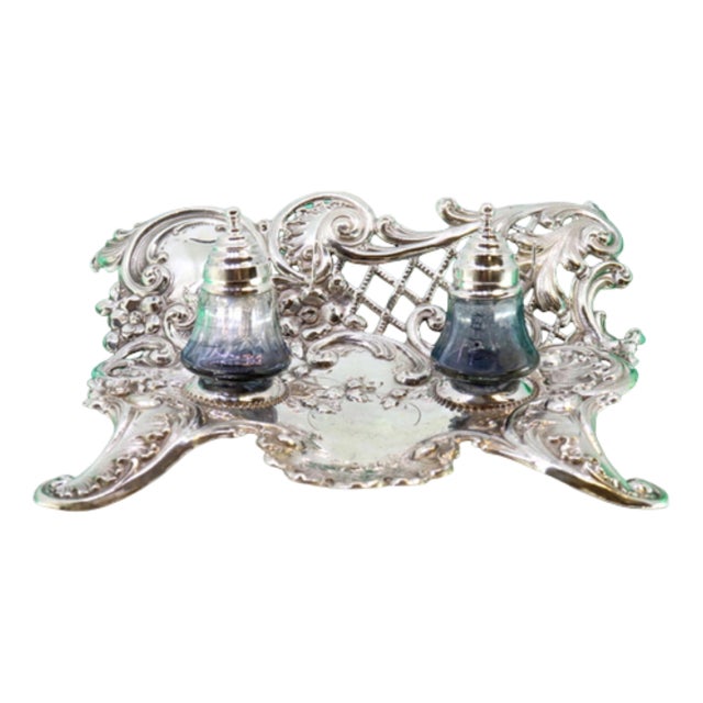 Silver Inkwell with Reliefs For Sale