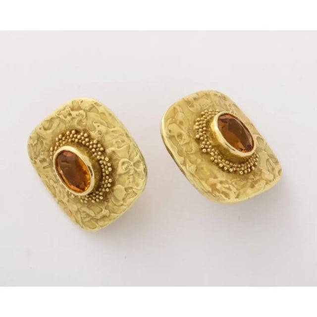 Ed Weiner 18 Kt Gold and Citrine Earrings - 2 Pcs. For Sale - Image 4 of 8