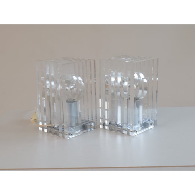 Acrylic Lamps in the style of Sandro Petti for Maison Janson, 1970s, Set of 2 For Sale - Image 6 of 13