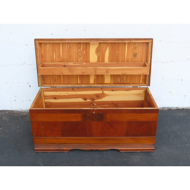 Cavalier Art Deco Waterfall Inlay Small Cedar Chest Blanket Trunk 6884 For Sale - Image 12 of 12