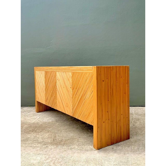 Vintage 1970s Chevron Rattan Credenza For Sale - Image 16 of 18
