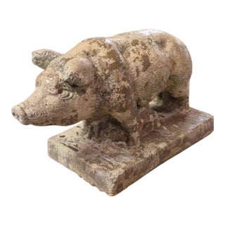 1970s Hand-Crafted Petite Stone Pigs, Garden Ornament For Sale