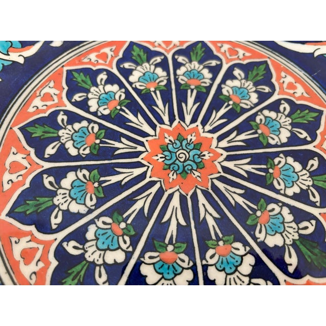 Turkish Kütahya Pottery Hand Painted Wall Plate Iznik Style, Artist Signed 1950s For Sale In Palm Springs - Image 6 of 10