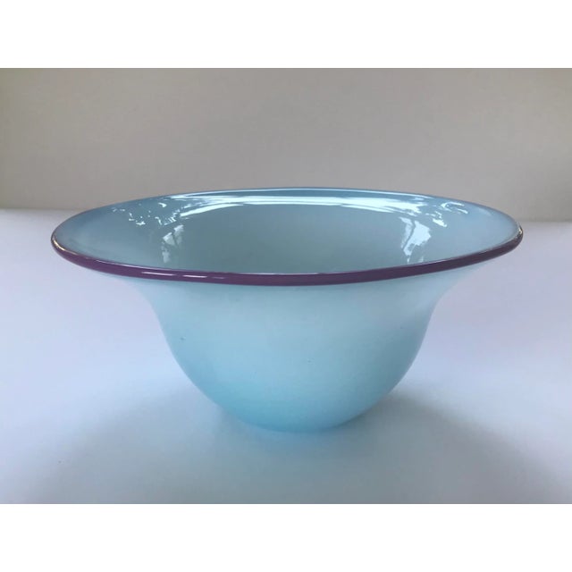 Blue Vintage 1980s Postmodern Hand Blown Murano Art Glass Bowl For Sale - Image 8 of 12