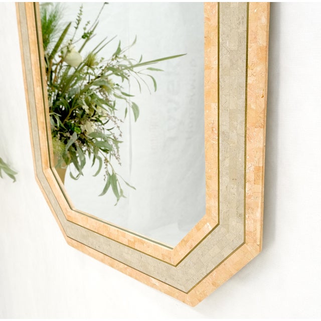 Glass Tessellated Frame Octagonal Rectangle Shape Brass Inlay Wall Mirror For Sale - Image 7 of 10