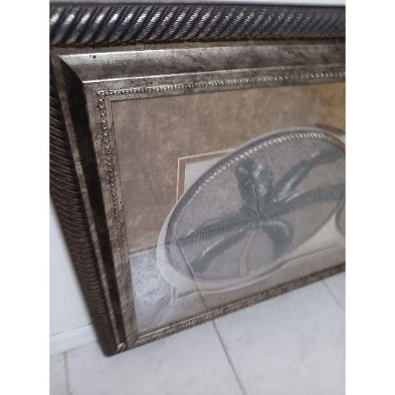 Framed Glass Tropical Palm Tree Wall Art Dual Circular Botanical Medallions Set In A Texture Bronze Finish Wood Frame...
