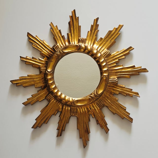 Large Vintage Wall Mirror in Sunburst Finish, 1960s For Sale - Image 11 of 11
