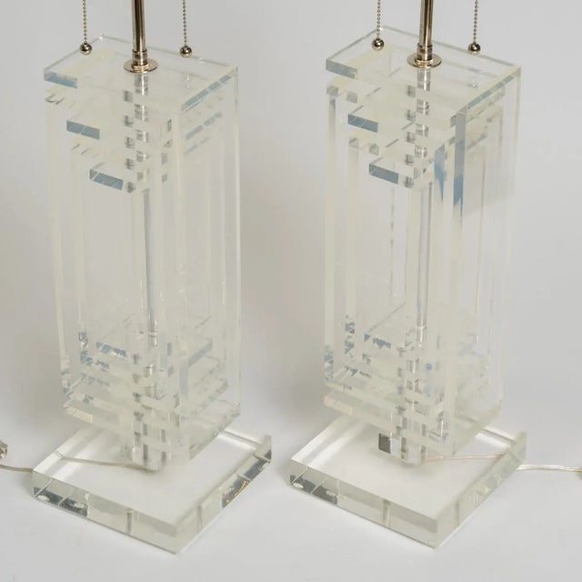 Mid-Century Modern Mid Century Lucite Lamps - A Pair For Sale - Image 3 of 5