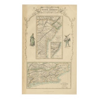 Antique Map of the Brazilian Coast with Rio De Janeiro Province, 1860 For Sale