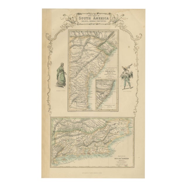 Antique Map of the Brazilian Coast with Rio De Janeiro Province, 1860 For Sale