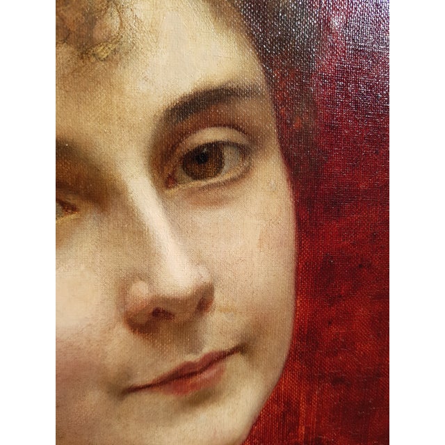 Chantron Alexandre-Jacques - Woman Portrait - Oil on Canvas, Framed - 1884 For Sale - Image 12 of 14